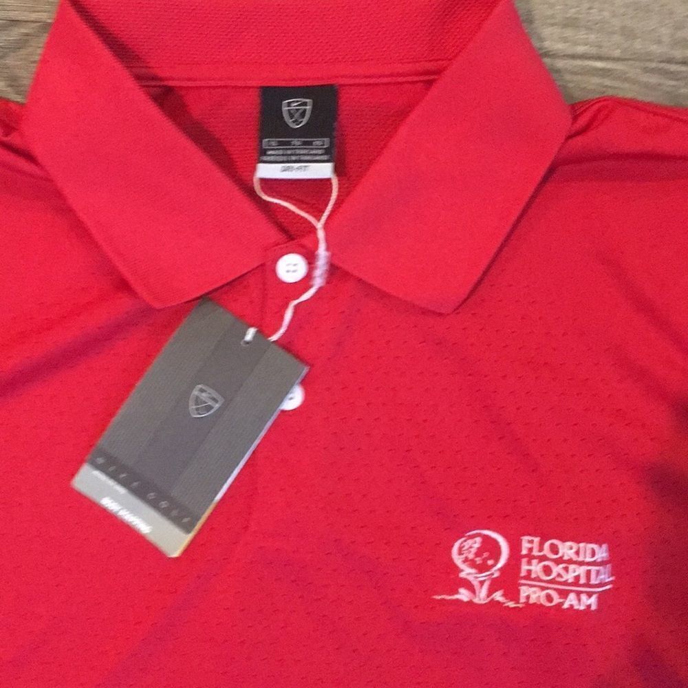 Red Nike Florida Hospitals Pro Am golf polo shirt